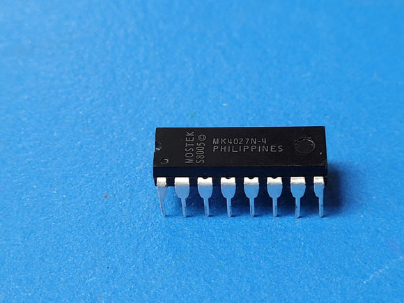 (2 PCS) MK4027N-4 MOSTEK 4,096 x 1 Dynamic RAM - NMOS PDIP-16