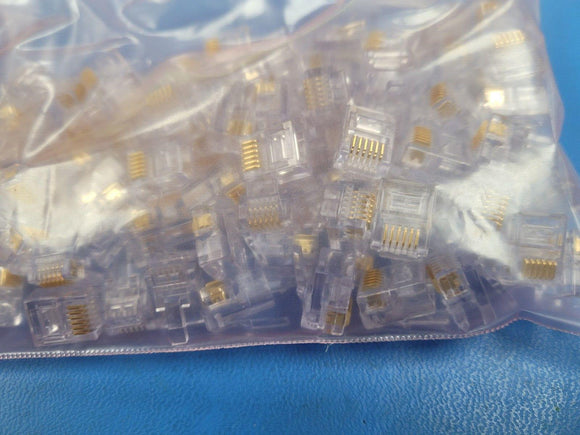 (5 PCS) 101-060610-54 Six Conductor RJ12 Modular Plug Solid Wires OD: .037”-.038