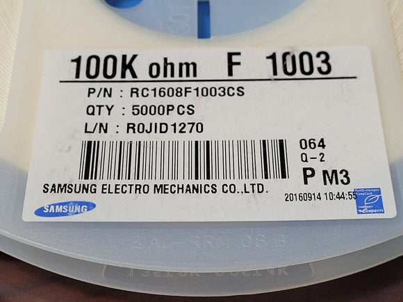 (100 PCS) RC1608F1003CS Res Thick Film 0603 100K Ohm 1% 1/10W ROHS