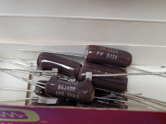 (2 PCS) B8J400 OHMITE Res Wirewound 400 Ohm 5% 8W ±260ppm/°C Vitreous Enamel AXL