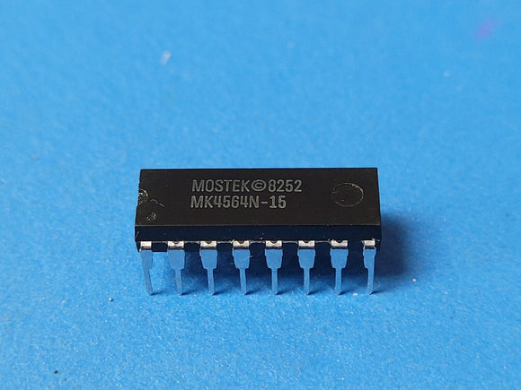 (2 PCS) MK4564N-15 MOSTEK Page Mode DRAM, 64KX1, 150ns, MOS, PDIP16