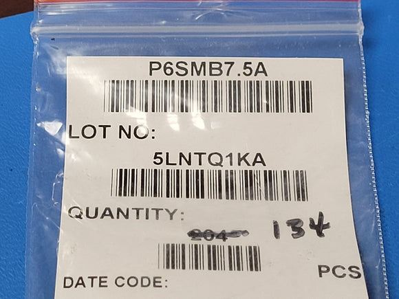 (10 PCS) P6SMB7.5A LITTELFUSE TVS DIODE 6.4VWM 11.3V DO214AA ROHS