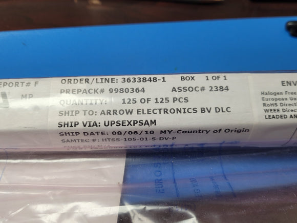 (2 PCS) HTSS-105-01-S-DV-P SAMTEC CONN HEADER SMD 10POS 2.54MM ROHS