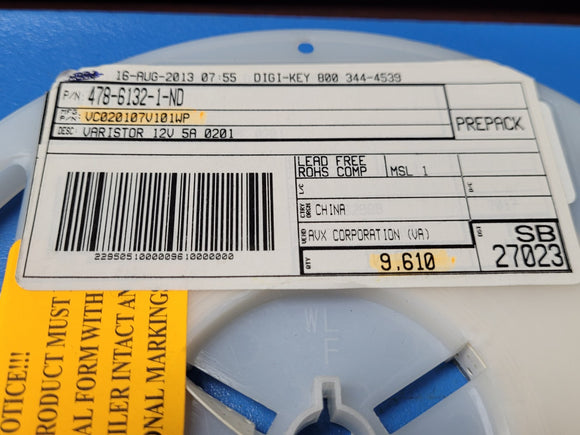 (100 PCS) VC020107V101WP AVX Varistors 5.6VAC 7VDC 0.02J 10 0pF 14.4 V 20V ROHS