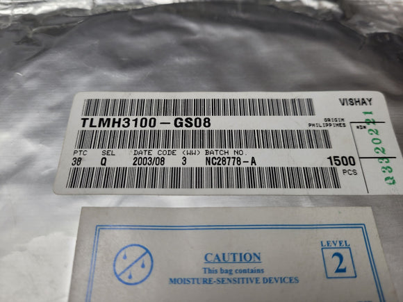 (1500) TLMH3100-GS08 VISHAY Red 619nm LED Indication - Discrete 2V 2-SMD, J-Lead