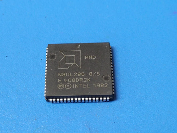 (1 PC) N80L286-12S AMD RISC Microprocessor, 16-Bit, 12.5MHz, MOS, PLCC-68
