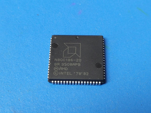 (1 PC) N80C186-20 AMD Microprocessor, 16-Bit, 20MHz, CMOS, PQCC68