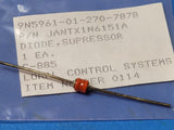 (1 PC) JANTX1N6151A TVS Diode Single Bi-Dir 18.2V 1.5KW 2-Pin Case C