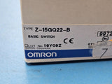 (1) Z-15GQ22-B OMRON Snap Acting/Limit Switch, SPDT, 15A, 14VDC, Roller Plunger