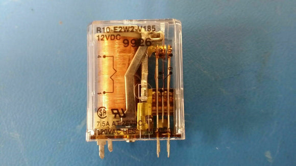 (1) R10-E2W2-V185 or 1393767-7, Potter & Brumfield/TE, Relay, DPDT, 7.5A, 12V