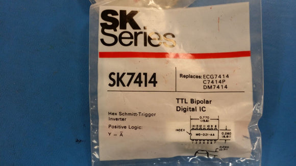 (2 PCS) SK7414 (NTE7414 EQUAL) IC HEX SCHMITT-TRIG INV 14-DIP