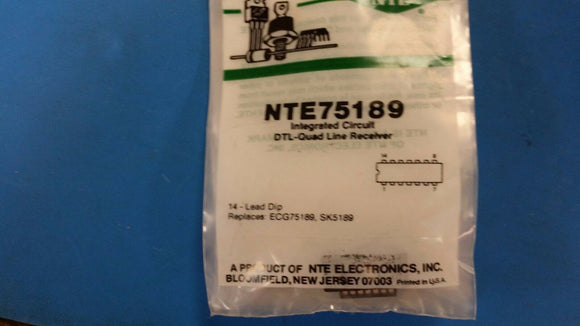 NTE75189, ECG75189, SK5189, Integrated Circuit, DTL-Quad Line Receiver