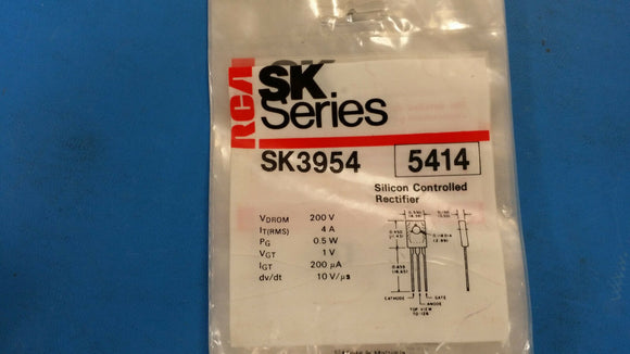 (2 PC)SK3954 RCA (NTE5414 EQUAL) SILICON CONTROLLED RECTIFIER 200V 4A .5W TO-126
