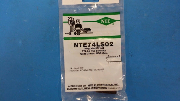 NTE74LS02, ECG74LS02, SK74LS02, TTL Low Power Schottky