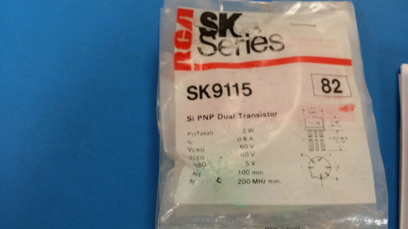 (1 PC) SK9115 RCA SILICON PNP DUAL POWER TRANSISTOR 2W 60V .6A