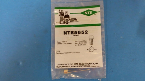 (1 PC) NTE5652, ECG5652, SK5552, TRIAC, Thyristor 400V, 2.5A
