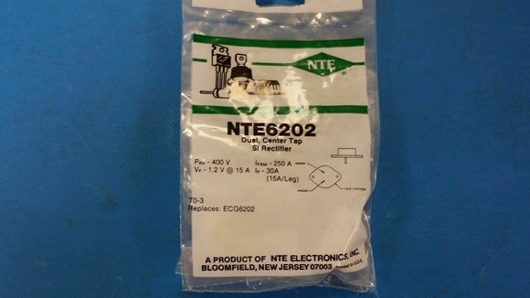 (1 PC) NTE6202, ECG6202, Dual, Center Tap, Si Rectifier