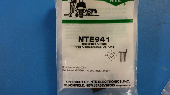 (1 PC) NTE941, ECG941, GEIC-263, SK3514, IC, Frequency Compensated Op Amp