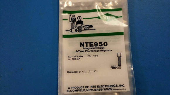 (2 PCS) NTE950, ECG950, SK9169, IC, 3-Term Pos Votage Regulator, 12V, 100mA