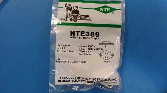 (1 PC) NTE389, ECG389, SK9411, NPN Transistor, Horizontal Output