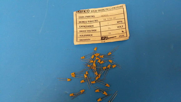 (10 PCS) SOLID TANTALUM CAP 1uf 35V 2% RADIAL LEAD TB1/35M1 MEMCO