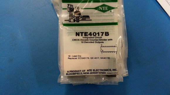 (1 PC) NTE4017B, ECG4017B, GE-4017, SK4017B, IC, CMOS-Decade Counter/Divider