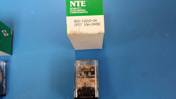 (1 PC) R0211D10-24 NTE POWER RELAY DPDT 24VDC 10A PLUG IN