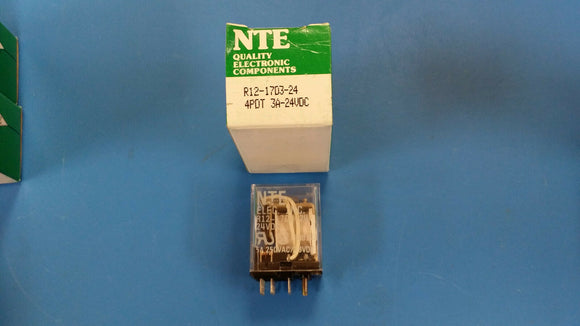 (1 PC) R12-17D3-24 NTE POWER RELAY 4PDT 24VDC 5A PLUG IN