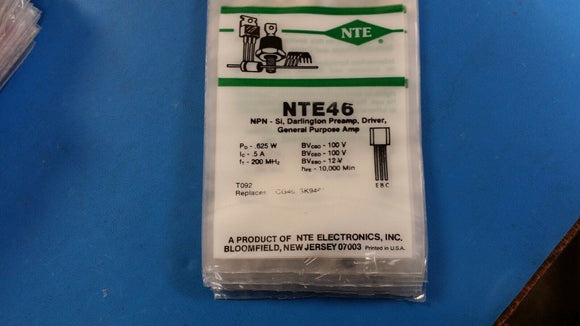 (1 PC) NTE46, ECG46, SK9461, NPN-Si, Darlington Pramp, Driver, General Purp Amp