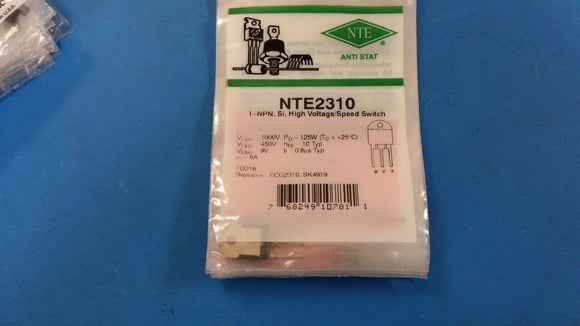 (1 PC) NTE2310, ECG2310, SK4919, Silicon NPN Transistor, High Voltage/Speed Sw