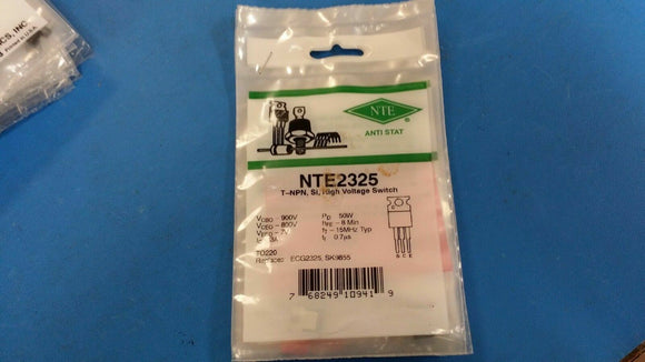 (1 PC) NTE2325, ECG2325, SK9855, Silicon NPN Transistor, High Voltage Switch