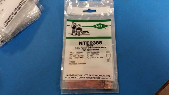 (1 PC) NTE2388, ECG2388, MOSFET, N-Channel, Power Enchancement Mode High Speed