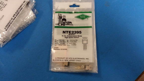(1 PC) NTE2395, ECG2395, MOSFET, N-Channel, Enchancement Mode High Speed Switch