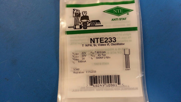 (5 PCS) NTE233, ECG233, Silicon NPN Transistor, Video IF, Oscillator