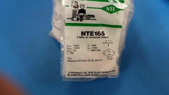 (1 PC) NTE165, ECG165, GE-38, SK38115, Silicon NPN Transistor, TV Horizontal Out