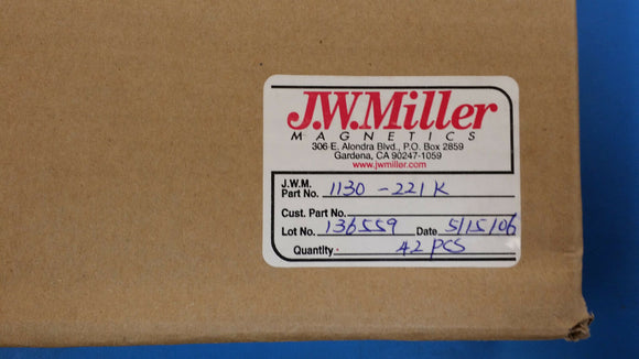 (2 PCS) 1130-221K JW MILLER RF Fixed Inductors 220uH 10%, Obsolete