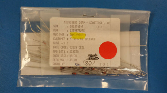 (2 PCS) 1N974B-1JAN MICROSEMI ZENER SGL 36V 5% 500MW 2PIN DO-35 (JAN1N974B-1)