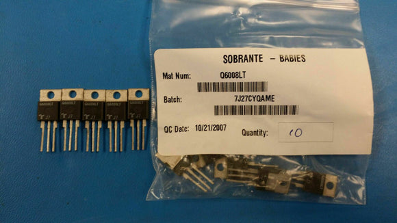 (5 PCS) Q6008LT LITTELFUSE Triacs 600V 8A 33/43V TO220