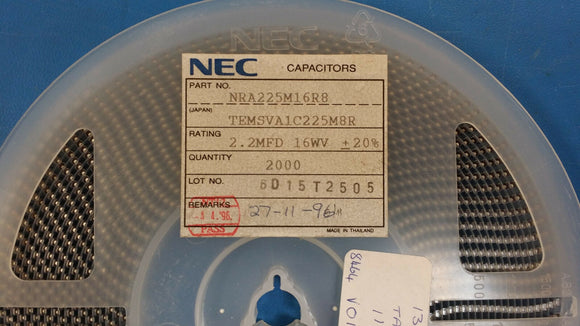 (50 PCS) NRA225M16R8 NEC CAPACITOR TANTALUM 16V 2.2uF SMD 1206