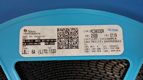 (100 PCS) MC3403DR TI OP Amp Quad GP ±15V/30V 14-Pin SOIC