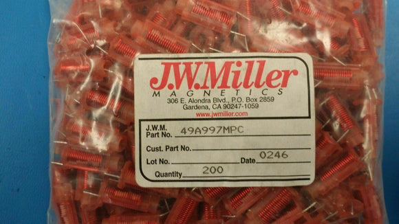 (10 PCS) 49A997MPC JW MILLER .81-.99 uH ADJUSTABLE RF COIL