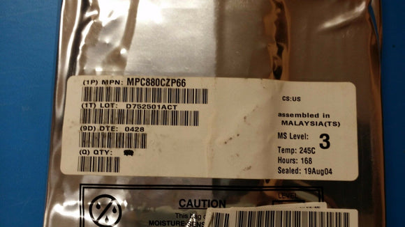 (1 PC) MPC880CZP66 FREESCALE 32-BIT 66MHz RISC PROCESSOR PBGA357