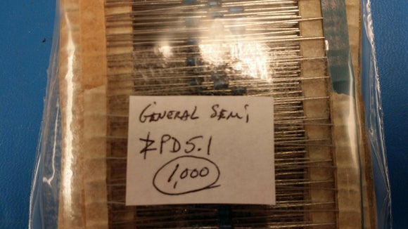 (20 PCS) ZPD5.1, 5.1V 0.5W SILICON UNIDIRECTIONAL VOLTAGE REGULATOR DIODE DO-35