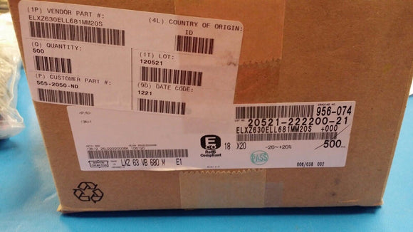 (10PCS) ELXZ630ELL681MM20S Aluminum Electrolytic Capacitors Radial 63volts 680uF