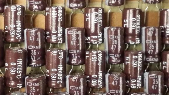 (25 PCS) LYTIC CAP NON SOLID POLARIZED 47uF 35V RADIAL 6.3X11 KMF35VB47M NIPPON