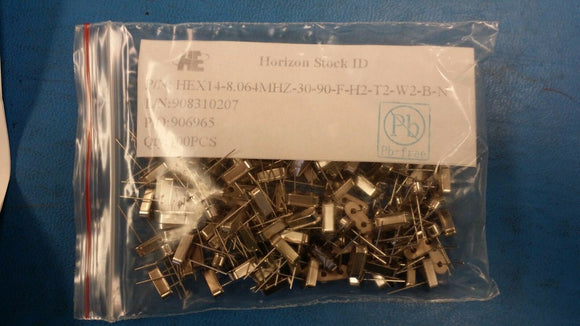 (10 PCS) HEX14-8.064Mhz QUARTZ CRYSTAL OSCILLATOR LOW PROFILE HC49S