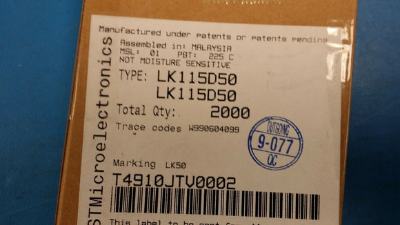 (25 PCS) LK115D50 ST MICRO Low Dropout (LDO) Regulators 5.0V 100mA Positive