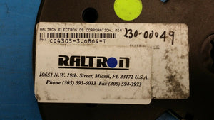 (5) CO4305-3.6864 RALTRON CRYSTAL OSCILLATOR 3.6864 MHz CMOS 3.3V 50PPM -40/+85C
