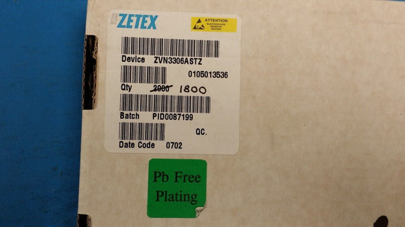 (20 PCS) ZVN3306ASTZ ZETEX Trans MOSFET N-CH 60V 0.27A 3-Pin E-Line T/R ROHS