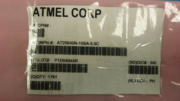 (10 PCS) AT25640N-10SA-5.0C ATMEL EEPROM Serial-SPI 64K-bit 8K x 8 5V 8-Pin SOIC